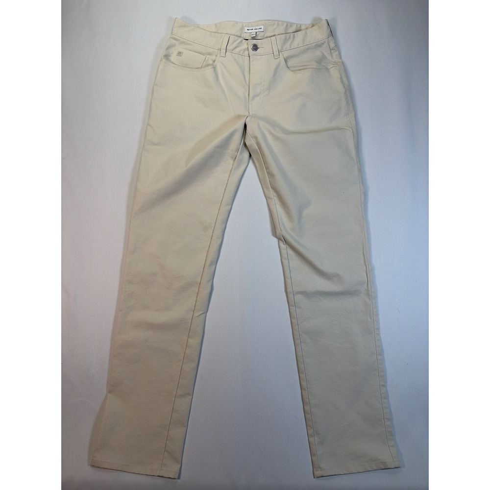Peter Millar Mens 32x32 Cream 5-Pocket Twill Pants Straight Leg Khaki Tan